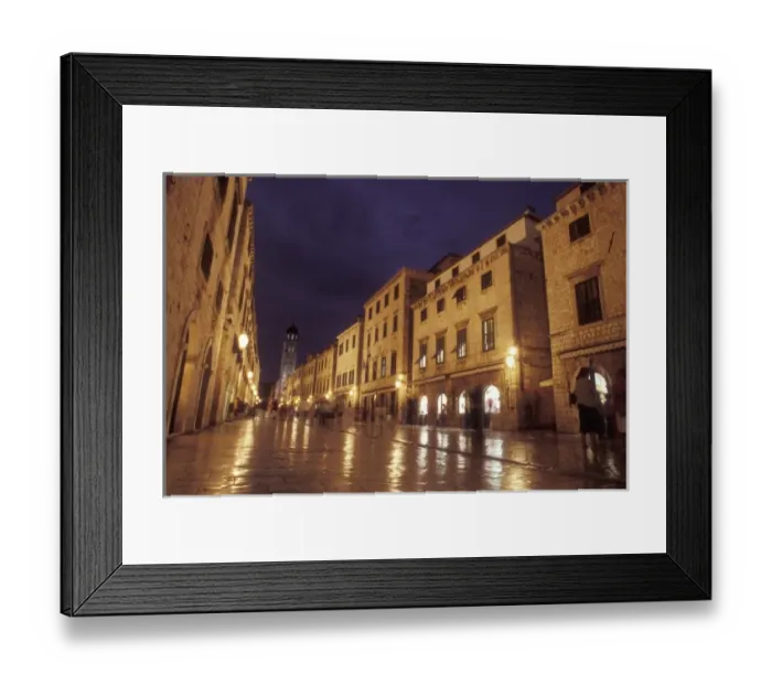 Framed Print : Looking West down the Stradun (Placa) towards Pile Gate and the Franciscan bell tower