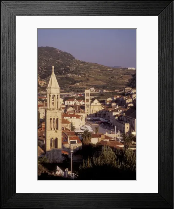 Framed Print : Overlooking Hvar Town with the Bell Tower of St. Marks Dominican Monastery in the foreground Framed Print : Overlooking Hvar Town with the Bell Tower of St. Marks Dominican Monastery in the foreground