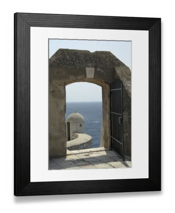 Framed Print : Europe, Croatia. Medieval city of Dubrovnik, city wall gate