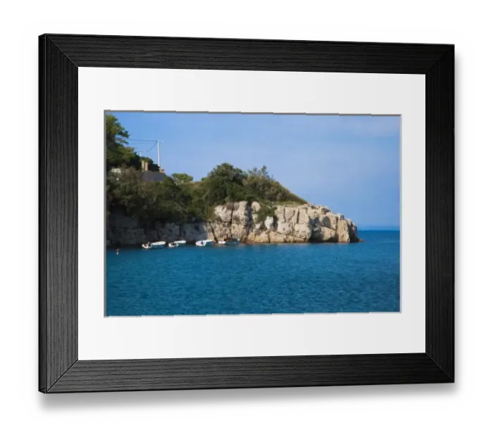Framed Print : Cres, Coatia - A rocky coastline at the edge of the sea