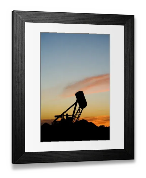 Framed Print : Australia. Silhouette of Blower at Opal Mine, Coober Pedy