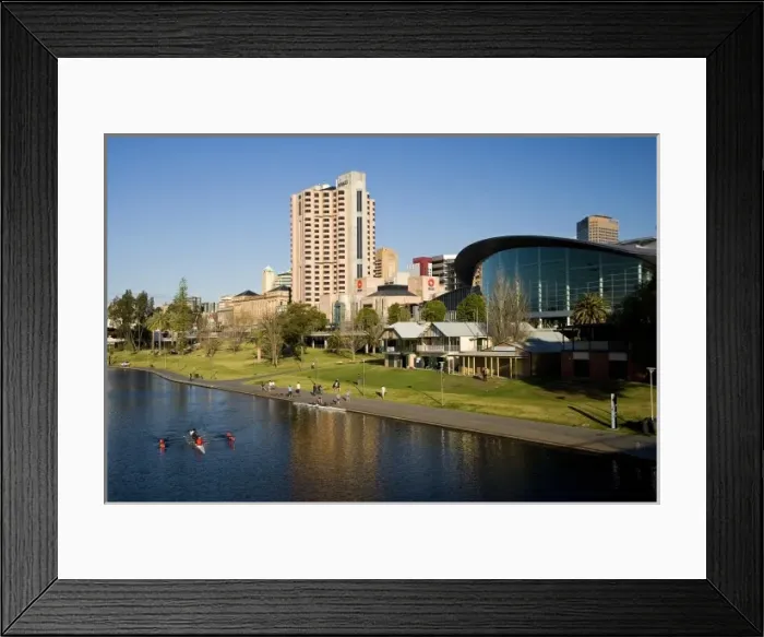 Framed Print : Hyatt Regency Hotel, Adelaide Convention Centre, and Torrens Lake, Adelaide, South Australia