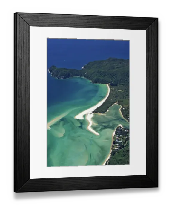 Framed Print : Awaroa Bay & Inlet, Abel Tasman National Park - aerial