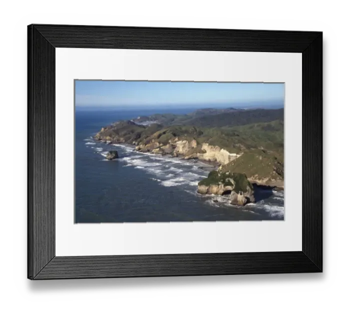 Framed Print : Coast near Cape Farewell, South Island - aerial Framed Print : Coast near Cape Farewell, South Island - aerial