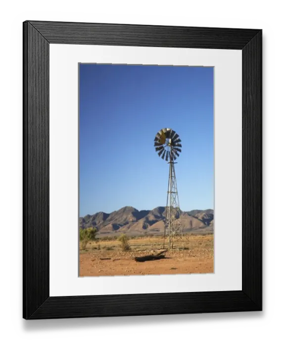 Framed Print : Windmill and Wilpena Pound, Flinders Ranges, South Australia, Australia