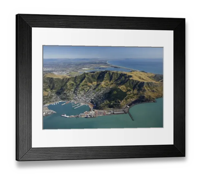 Framed Print : Port of Lyttelton, Lyttelton Harbour, Canterbury, South Island, New Zealand- aerial Framed Print : Port of Lyttelton, Lyttelton Harbour, Canterbury, South Island, New Zealand- aerial