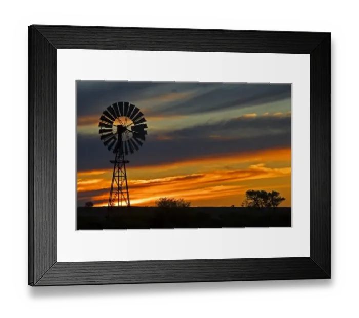 Framed Print : Windmill and Sunset, William Creek, Oodnadatta Track, Outback, South Australia, Australia Framed Print : Windmill and Sunset, William Creek, Oodnadatta Track, Outback, South Australia, Australia