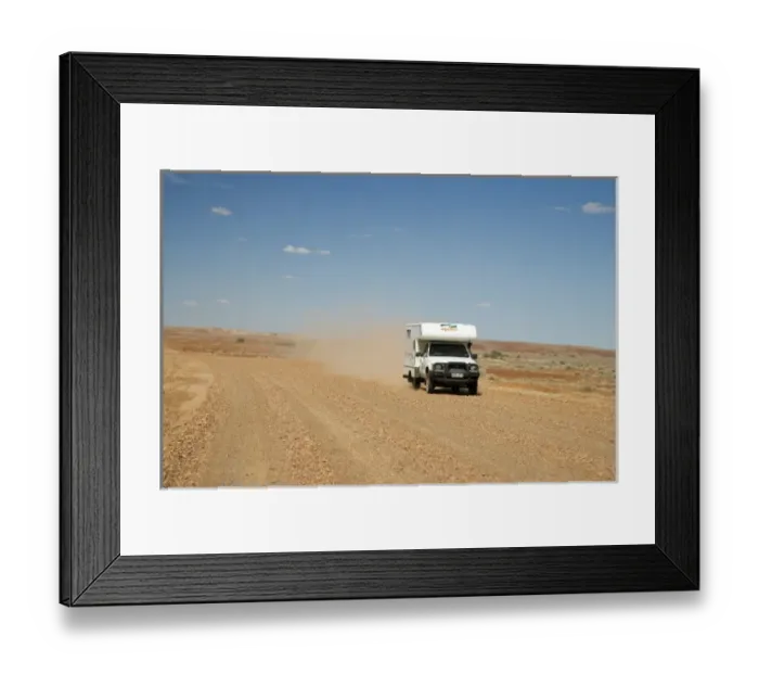 Framed Print : Australia. Four Wheel Drive Campervan, Oodnadatta Track Framed Print : Australia. Four Wheel Drive Campervan, Oodnadatta Track