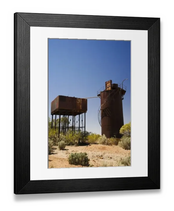 Framed Print : Water Towers, Beresford Bore Historic Railway Siding (Old Ghan Railway), Oodnadatta Framed Print : Water Towers, Beresford Bore Historic Railway Siding (Old Ghan Railway), Oodnadatta