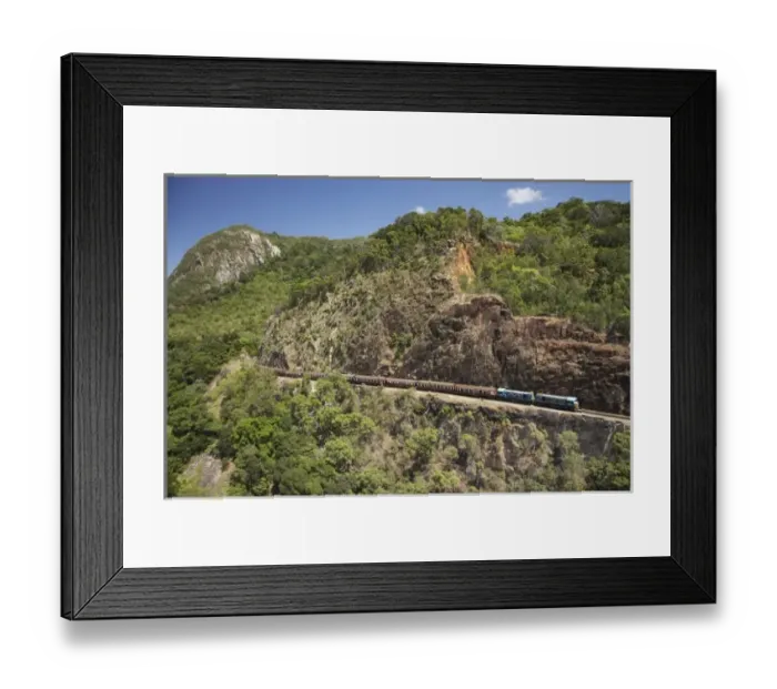 Framed Print : Unknown. Kuranda Scenic Railway at Red Bluff, Cairns, North Queensland, Australia - aerial Framed Print : Unknown. Kuranda Scenic Railway at Red Bluff, Cairns, North Queensland, Australia - aerial