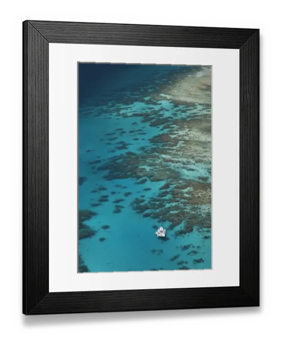 Framed Print : Tongue Reef and Yacht, Great Barrier Reef Marine Park, North Queensland, Australia Framed Print : Tongue Reef and Yacht, Great Barrier Reef Marine Park, North Queensland, Australia