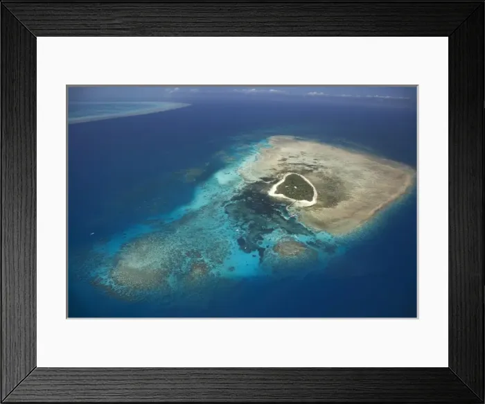 Framed Print : Green Island, Great Barrier Reef Marine Park, North Queensland, Australia - aerial