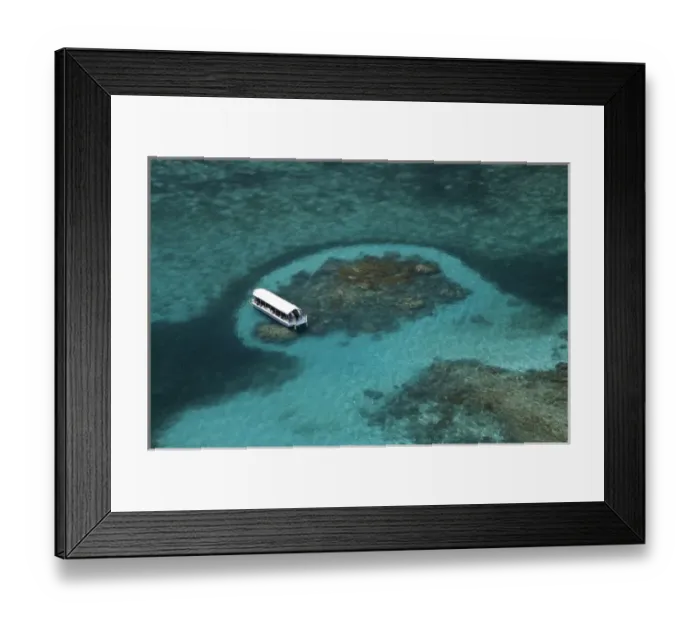 Framed Print : Glass Bottomed Boat and Reef, Green Island, Great Barrier Reef Marine Park, North Queensland Framed Print : Glass Bottomed Boat and Reef, Green Island, Great Barrier Reef Marine Park, North Queensland