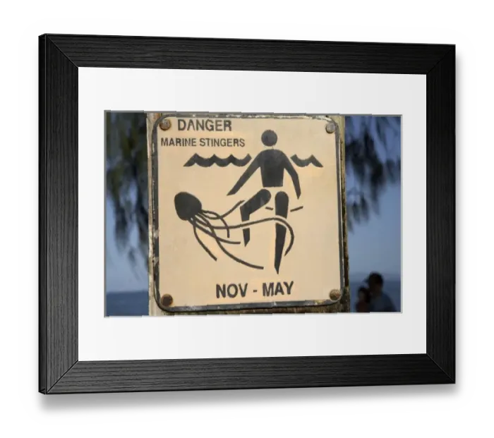 Framed Print : Jellyfish Warning Sign, Palm Cove, Cairns, North Queensland, Australia Framed Print : Jellyfish Warning Sign, Palm Cove, Cairns, North Queensland, Australia