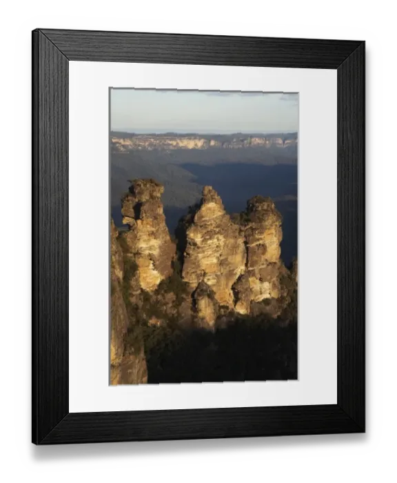 Framed Print : Australia, New South Wales, Blue Mountains, Late Afternoon Light on The Three Sisters