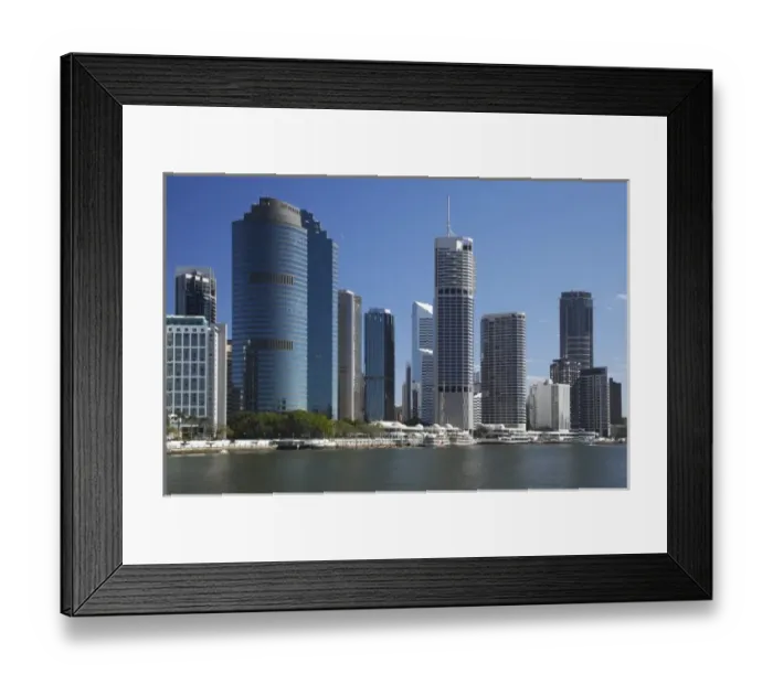 Framed Print : Australia, Queensland, Brisbane, Skyscrapers and Brisbane River