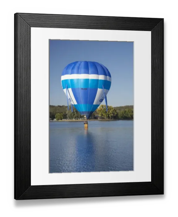 Framed Print : Australia, ACT, Canberra, Hot-Air Balloon, Touching Down on Lake Burley Griffin Framed Print : Australia, ACT, Canberra, Hot-Air Balloon, Touching Down on Lake Burley Griffin