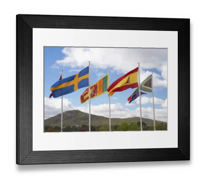 Framed Print : Australia, ACT, Canberra, International Flags Framed Print : Australia, ACT, Canberra, International Flags