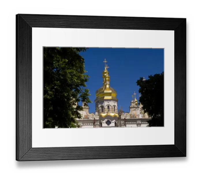 Framed Print : Beautiful famous Perchersk Lavra Church with gold dome in Kiev Ukraine Framed Print : Beautiful famous Perchersk Lavra Church with gold dome in Kiev Ukraine