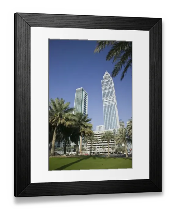 Framed Print : United Arab Emirates, Dubai, Dubai City. Tower-Up Building and Sheik Zayed Road Highrises Framed Print : United Arab Emirates, Dubai, Dubai City. Tower-Up Building and Sheik Zayed Road Highrises