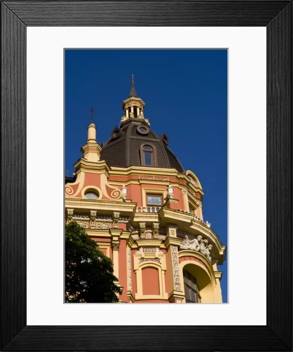 Framed Print : Beautiful Ukrainian architecture in city center of Kiev Ukraine