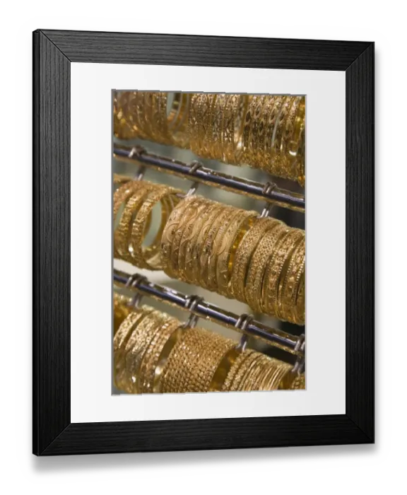 Framed Print : United Arab Emirates, Dubai, Deira. Deira Gold Souk  /  Market  /  Gold Bracelets