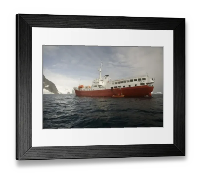 Framed Print : Antarctica. Expedition ship and zodiac off Pleneau Island Framed Print : Antarctica. Expedition ship and zodiac off Pleneau Island