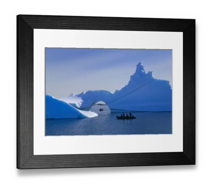 Framed Print : Tourist boat with naturally formed iceberg arch, American Palmer Station, Antarctica Framed Print : Tourist boat with naturally formed iceberg arch, American Palmer Station, Antarctica