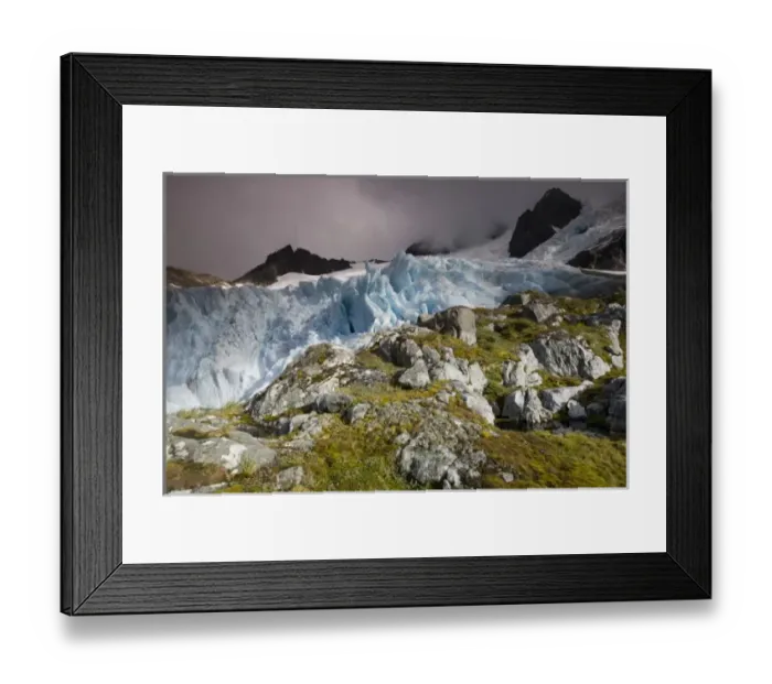 Framed Print : Antarctica, South Georgia Island (UK), Jagged blue ice face of tidewater glacier