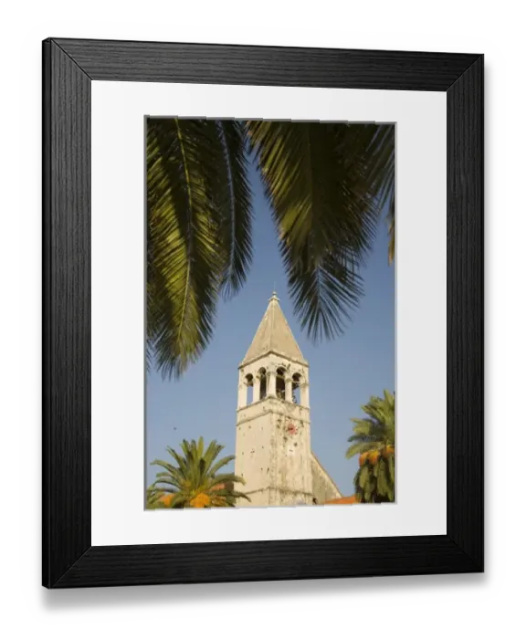 Framed Print : Croatia, Dalmatia, Trogir, a UNESCO World Heritage site. Bell tower of Church of St