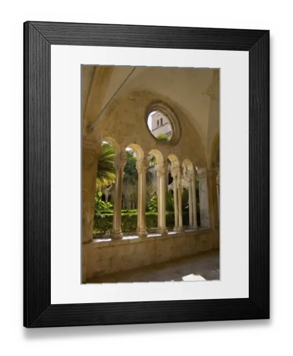 Framed Print : Croatia, Dubrovnik, Romanesque cloister, Franciscan monastery Framed Print : Croatia, Dubrovnik, Romanesque cloister, Franciscan monastery