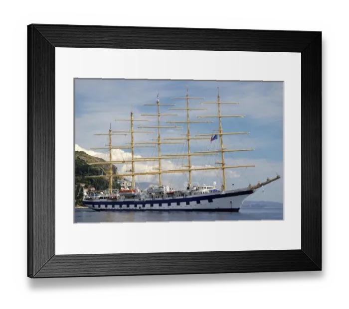 Framed Print : Croatia, Dubrovnik, Royal Clipper in harbor Framed Print : Croatia, Dubrovnik, Royal Clipper in harbor
