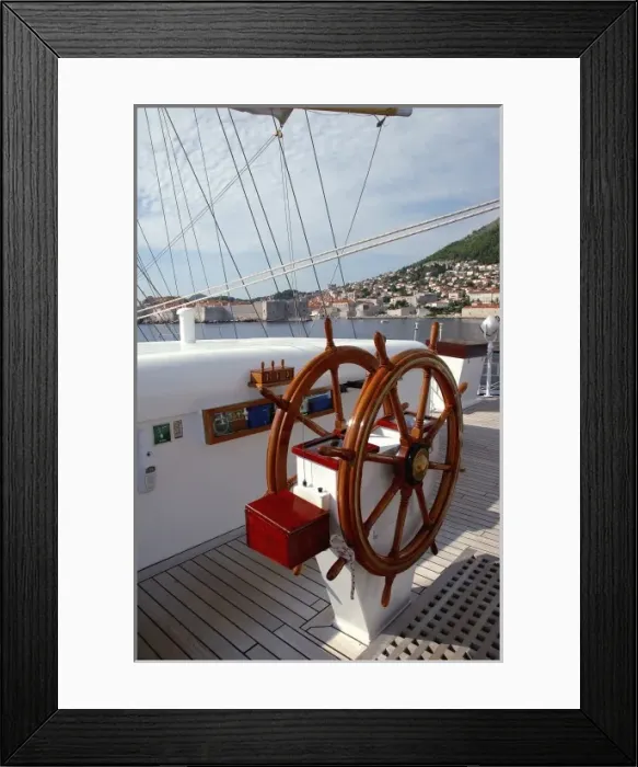 Framed Print : Croatia, Dubrovnik, Royal Clipper helm Framed Print : Croatia, Dubrovnik, Royal Clipper helm