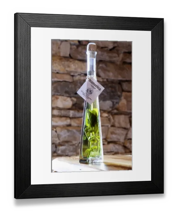 Framed Print : Rakija grappa type spirit flavored with herbs, Travarica, Toreta Vinarija Winery Framed Print : Rakija grappa type spirit flavored with herbs, Travarica, Toreta Vinarija Winery