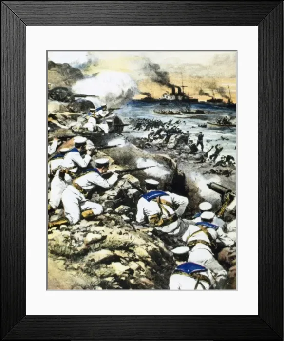 Framed Print : World War I (1914-1918). Austrian troops land on Palagruza island. July 1915
