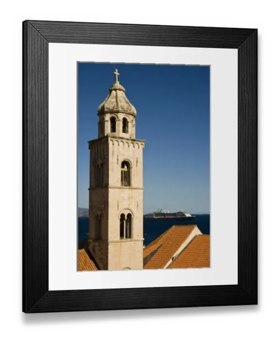Framed Print : Buildings of the Walled City of Dubrovnik with a cruise ship in the background, Southeastern Framed Print : Buildings of the Walled City of Dubrovnik with a cruise ship in the background, Southeastern