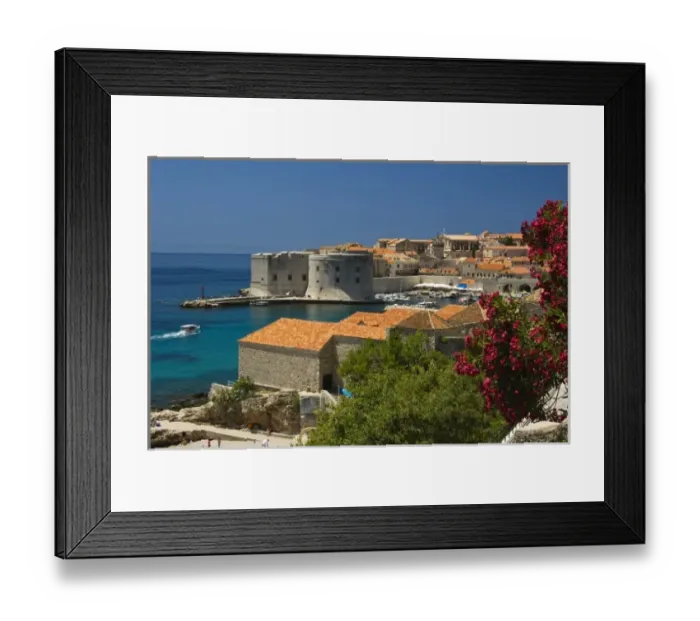 Framed Print : Walled City of Dubrovnik and Old Harbor, Southeastern Tip of Croatia, Dalmation Coast Framed Print : Walled City of Dubrovnik and Old Harbor, Southeastern Tip of Croatia, Dalmation Coast