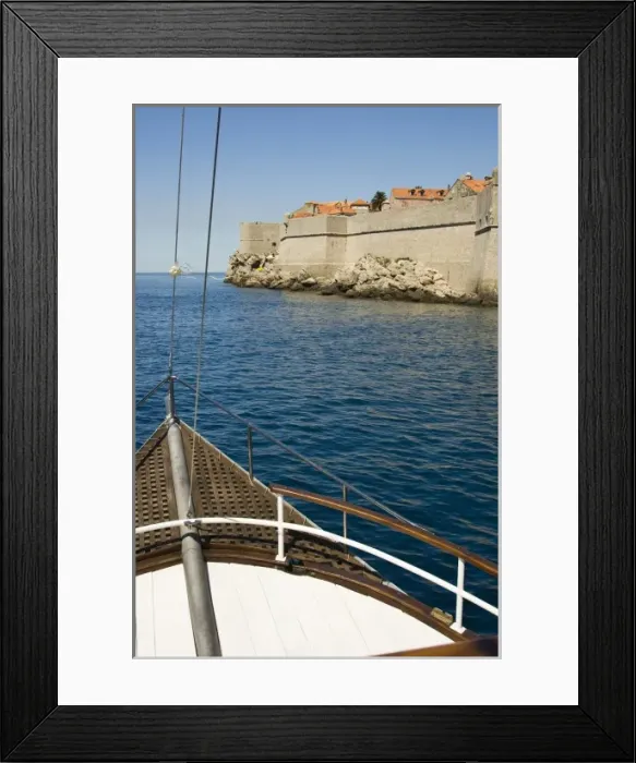 Framed Print : Sailboat tour leaving from the walled city of Dubrovnik, Southeastern Tip of Croatia