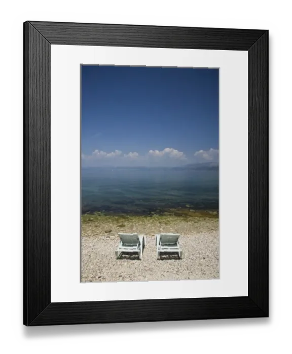 Framed Print : Croatia, Central Dalmatia, BRAC ISLAND, SUPETAR. Beach Chairs