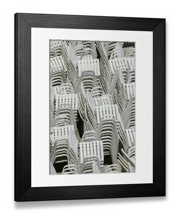Framed Print : Croatia, Central Dalmatia, TROGIR. Stacked Chairs / Kamerlengo Fortress Framed Print : Croatia, Central Dalmatia, TROGIR. Stacked Chairs / Kamerlengo Fortress