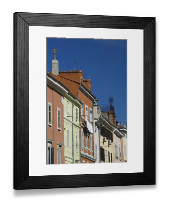 Framed Print : Croatia, Istria, ROVINJ. ROVINJ old town building detail