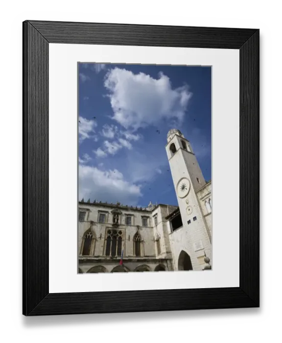 Framed Print : Croatia, Southern Dalmatia, DUBROVNIK. Old Town DUBROVNIK, Town Hall and Clocktower