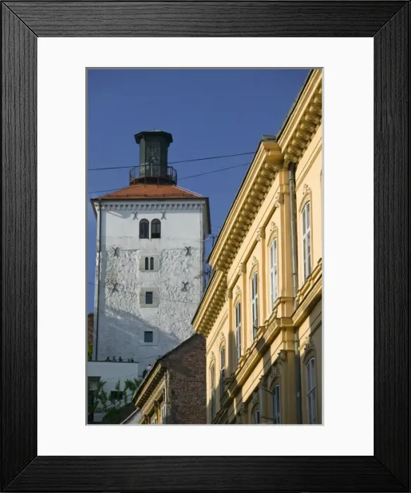 Framed Print : Croatia-Zagreb. Old Town Zagreb-Lotrscak Tower (b. 13th century) Framed Print : Croatia-Zagreb. Old Town Zagreb-Lotrscak Tower (b. 13th century)