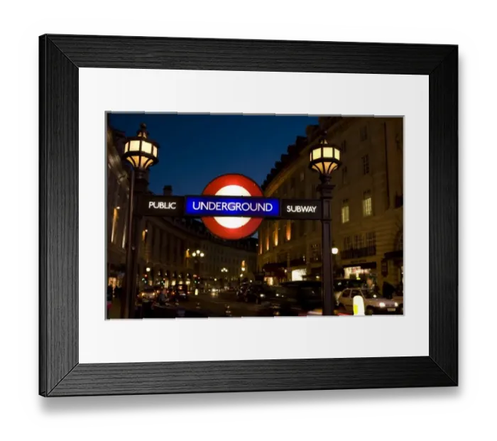 Framed Print : England, London. Underground Tube entrance at twilight Framed Print : England, London. Underground Tube entrance at twilight