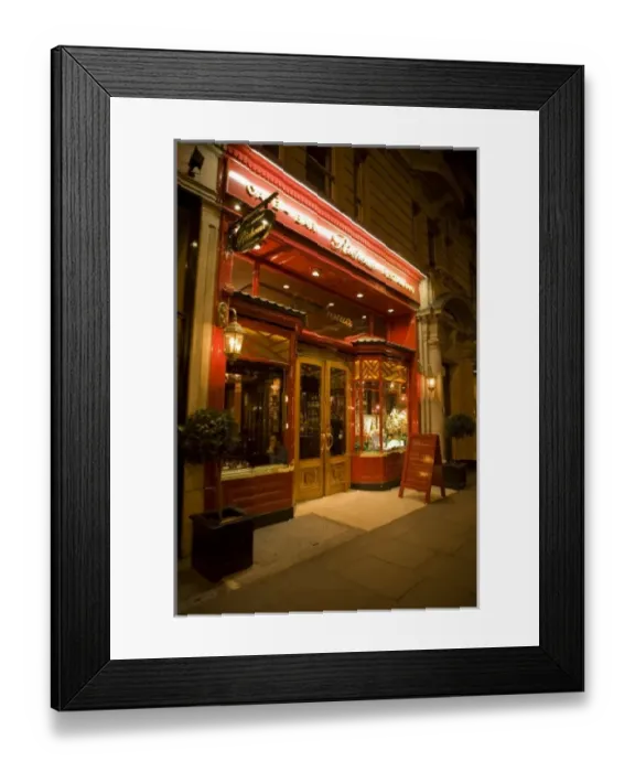 Framed Print : England, London. Richoux Cafe at night Framed Print : England, London. Richoux Cafe at night