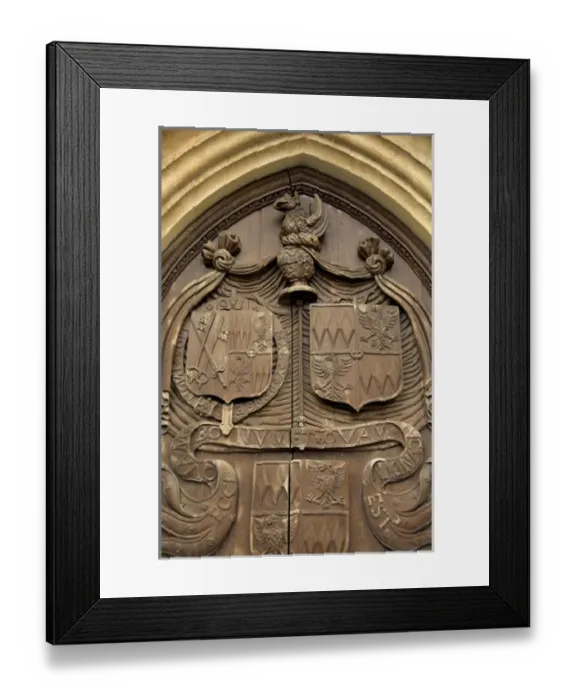 Framed Print : Europe, England, Bath, Bath Abbey. Massive wooden front doors. THIS IMAGE RESTRICTED