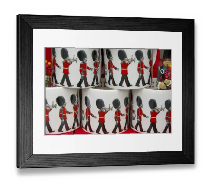 Framed Print : Europe, England, London. Souvenir Royal Guard mugs. THIS IMAGE RESTRICTED - Not available to U Framed Print : Europe, England, London. Souvenir Royal Guard mugs. THIS IMAGE RESTRICTED - Not available to U
