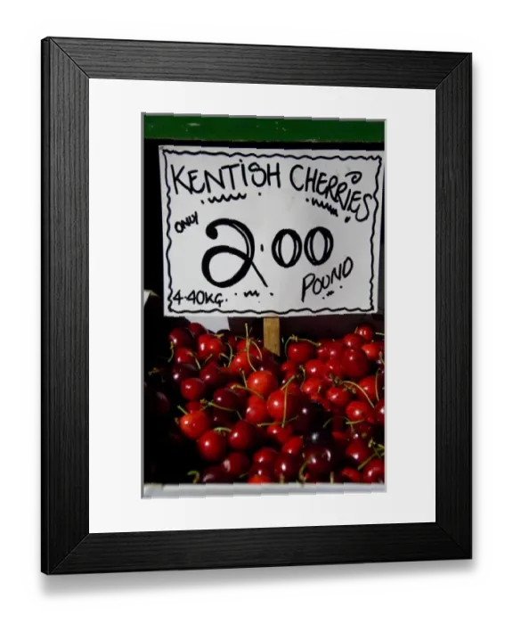 Framed Print : England, Kent, Canterbury. High Street, fresh summer Kent cherries Framed Print : England, Kent, Canterbury. High Street, fresh summer Kent cherries