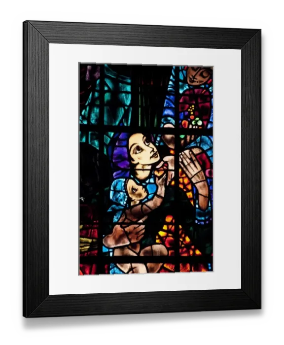 Framed Print : England, Kent, Canterbury. Canterbury Cathedral. Modern glass of the Great South Window