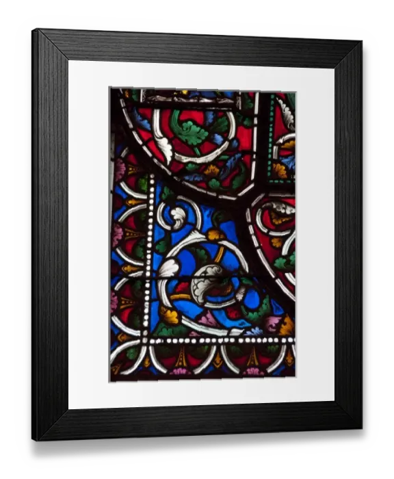 Framed Print : England, Kent, Canterbury. Canterbury Cathedral. Medieval stained glass windows